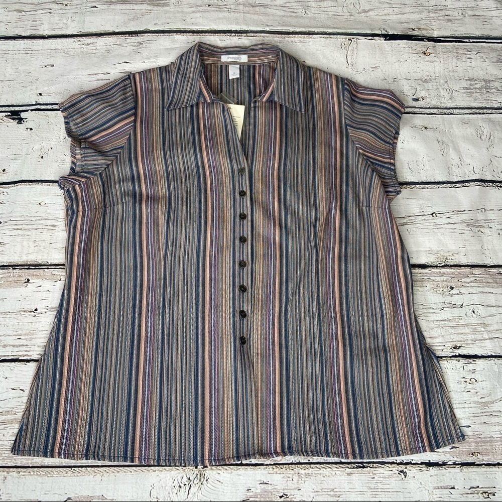 NWT Dress Barn Striped Short Sleeve Blouse Size 1X